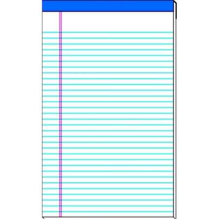 School Smart School Smart 027442 Perforated Stapled Standard Legal Pad; 8.5 x 14 In; 15 Lb; 50 Sheets; 0.38 In Ruling; Sulphite Bond Paper; White; Pack 12 27442